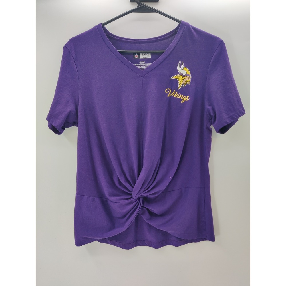 NFL Team Apparel Minnesota Vikings Purple Twist Front V-Neck T-Shirt Womens Med